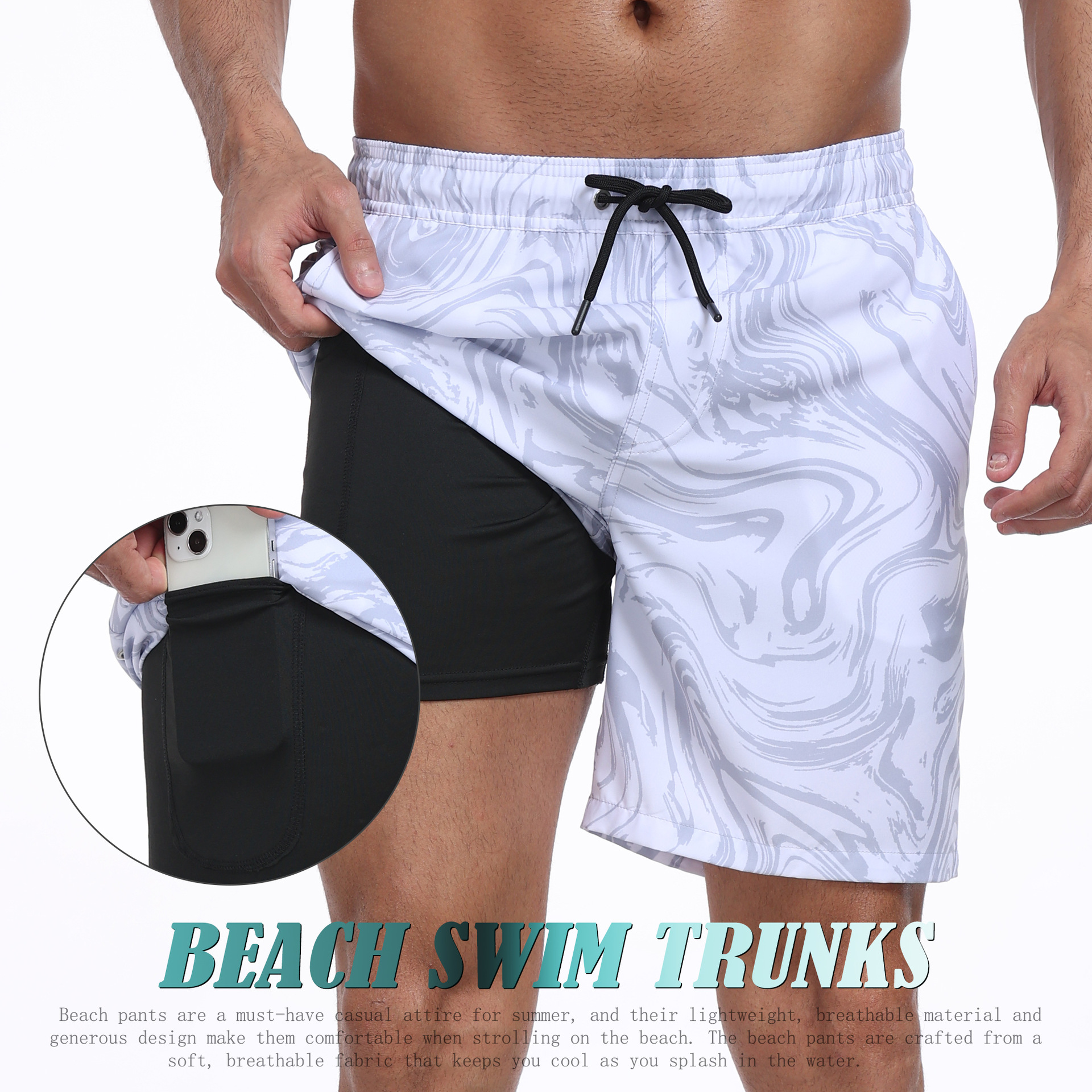 Mens Shark Pattern 2 in 1 Boar - Long Leg Trunk Men review and price