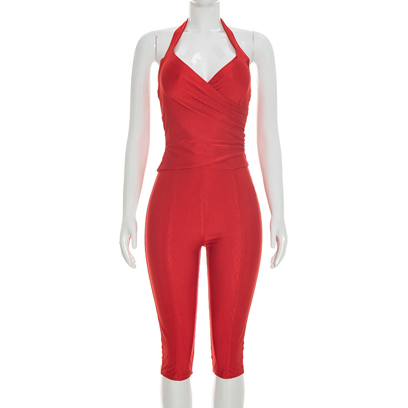 Women Slim 2 Piece Set Solid W - Suspender Tank Top review and price