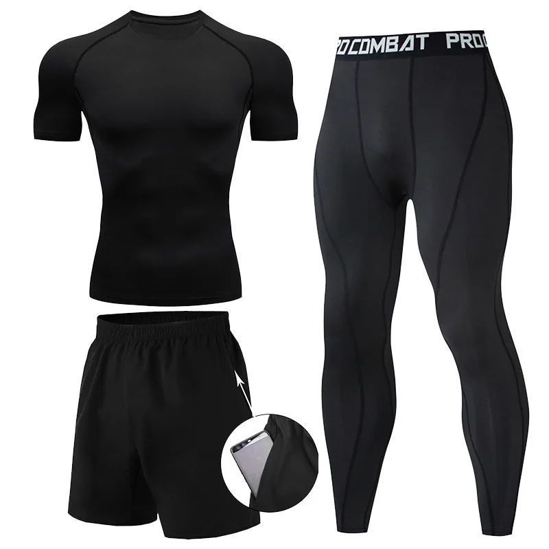 3 Pieces Fitness Suits Athleti - Compression Shorts Athletes review and price