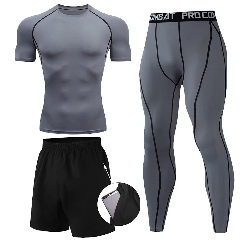 3 Pieces Fitness Suits Athleti - Compression Shorts Athletes review and price