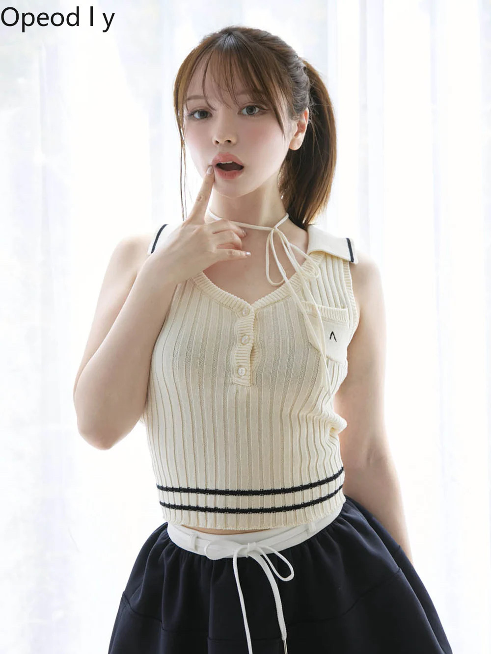 Japanese Sweet Lapel Twist V-n - Suspender Tank Top review and price